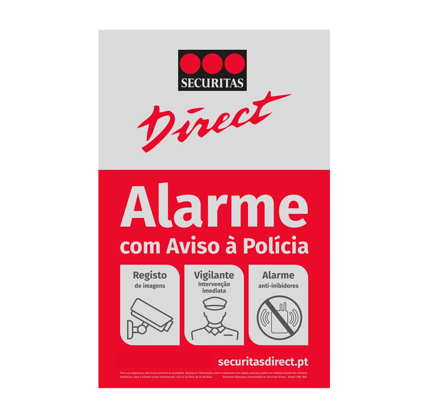 Placa dissuasoria da Securitas Direct