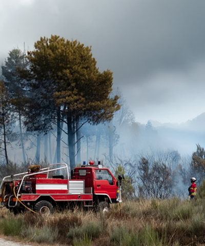Bombeiros a combater fogo