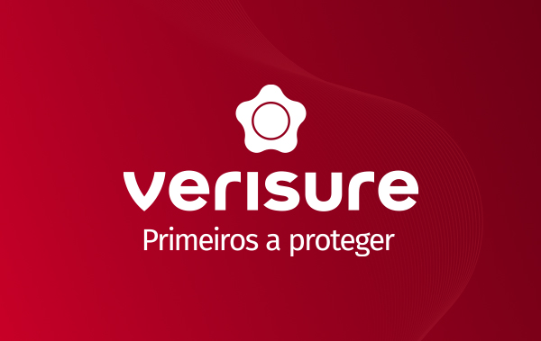 Logotipo verisure sobre fundo vermelho