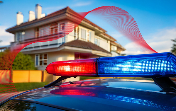 Carro da policia protegido pela aura vermelha
